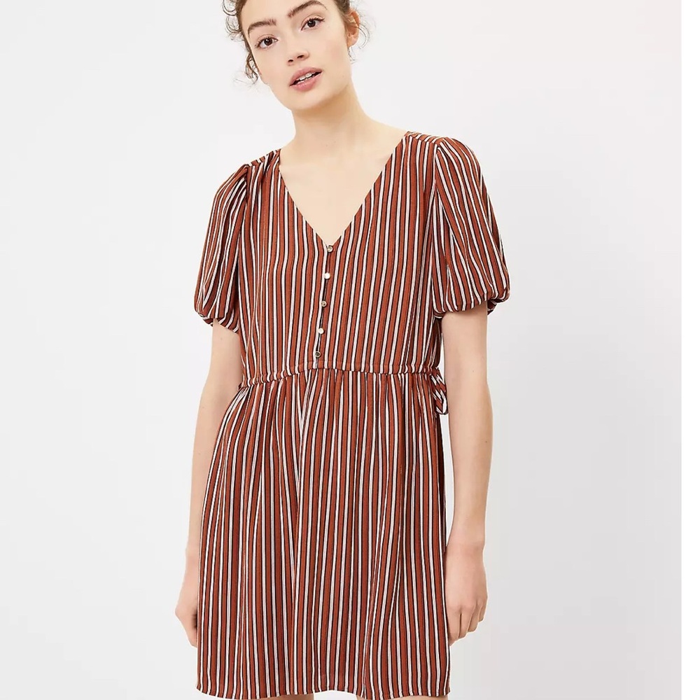LOFT Rust Striped Dress